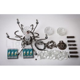 6 Light Diameter 60CM Vintage Crystal Painting Metal Chandelier Rusty Iron Colour Pendant Light