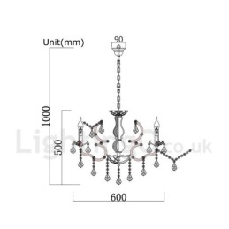 6 Light Diameter 60CM Vintage Crystal Painting Metal Chandelier Rusty Iron Colour Pendant Light