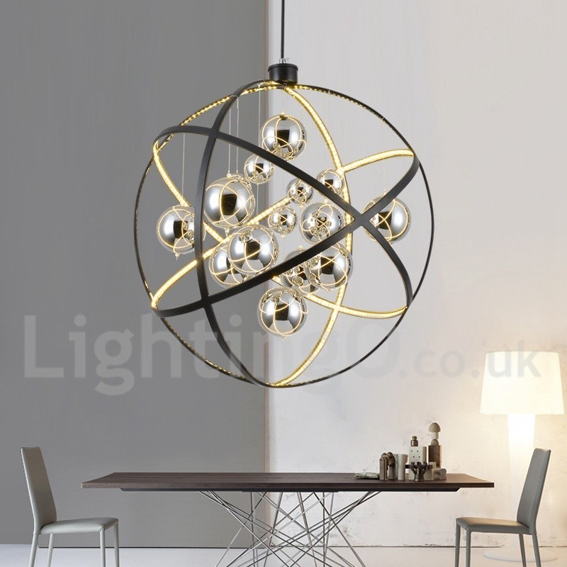 Diameter 50CM 80CM Vintage Globe Chandelier Rusty Colour Pendant Light