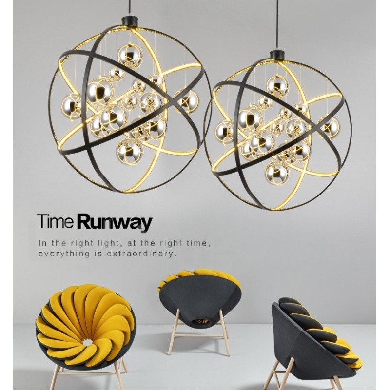 Diameter 50CM 80CM Vintage Globe Chandelier Rusty Colour Pendant Light