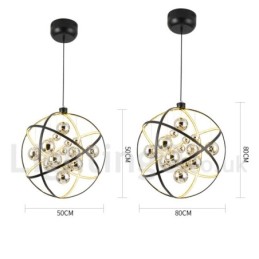 Diameter 50CM 80CM Vintage Globe Chandelier Rusty Colour Pendant Light