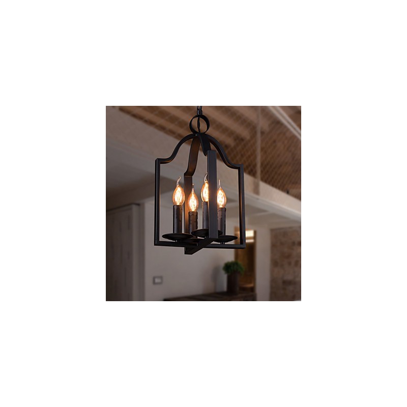 4 Light Vintage Minimalist Iron Painting Pendant Light