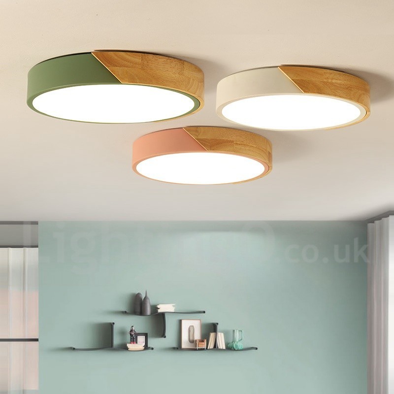 Modern Contemporary Steel Wood Lighting Ceiling Light