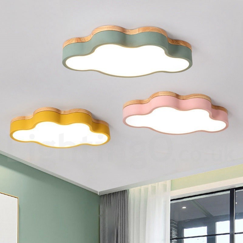 Macaron Multicolor Modern Contemporary Steel Flush Wood Light Ceiling Light