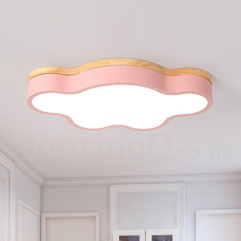Macaron Multicolor Modern Contemporary Steel Flush Wood Light Ceiling Light