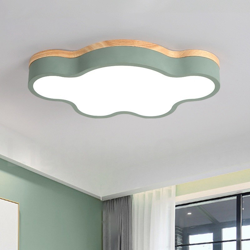 Macaron Multicolor Modern Contemporary Steel Flush Wood Light Ceiling Light