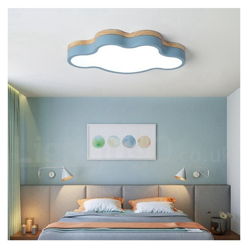 Macaron Multicolor Modern Contemporary Steel Flush Wood Light Ceiling Light