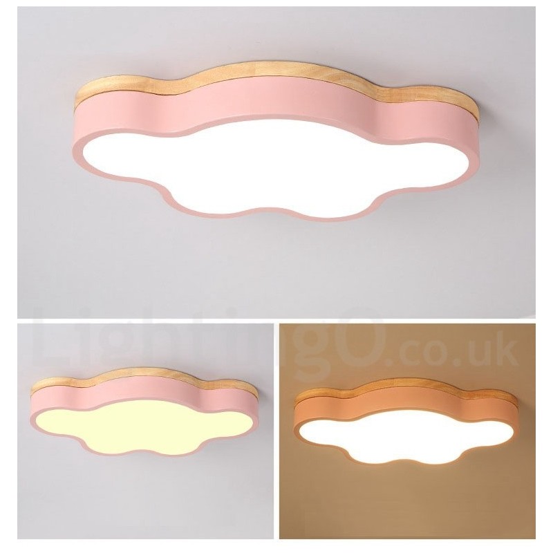Macaron Multicolor Modern Contemporary Steel Flush Wood Light Ceiling Light