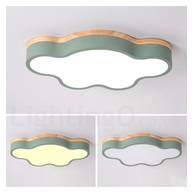 Macaron Multicolor Modern Contemporary Steel Flush Wood Light Ceiling Light