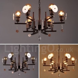 Industrial Style Steel Acrylic Crystal Lighting Store Pendant Chandelier Light