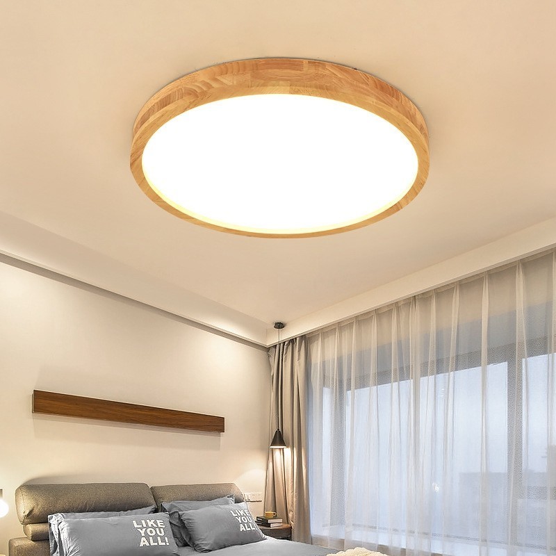 Ultra thin Round Wood Ceiling Lamp Solid Wood Acrylic Ceiling Lamp Nordic Lights