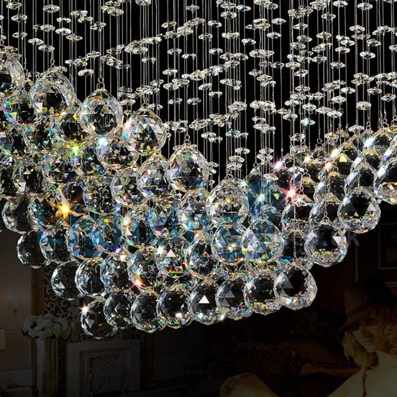 Modern Contemporary Chandelier Flush mount Pendant Fixture Crystal Rain Drop Light