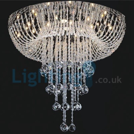 Modern Contemporary Chandelier Flush mount Pendant Fixture Crystal Rain Drop Light