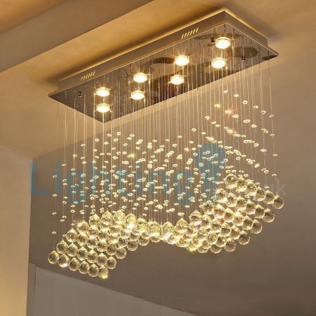 Modern Contemporary Chandelier Flush mount Pendant Fixture Crystal Rain Drop Light