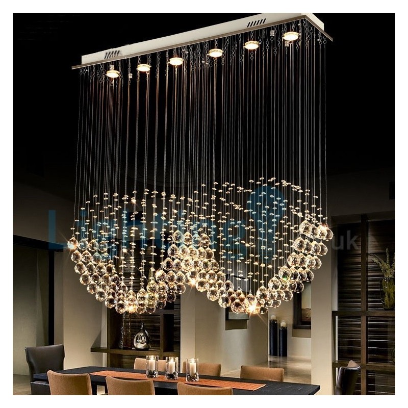 Modern Contemporary Chandelier Flush mount Pendant Fixture Crystal Rain Drop Light