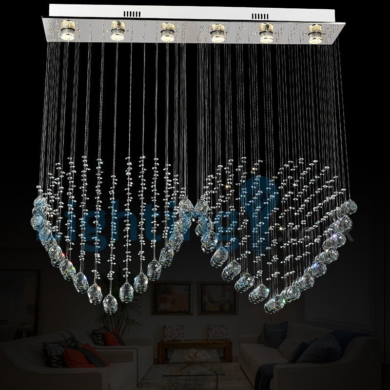 Modern Contemporary Chandelier Flush mount Pendant Fixture Crystal Rain Drop Light