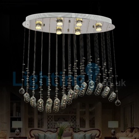 Modern Contemporary Chandelier Flush mount Pendant Fixture Crystal Rain Drop Light