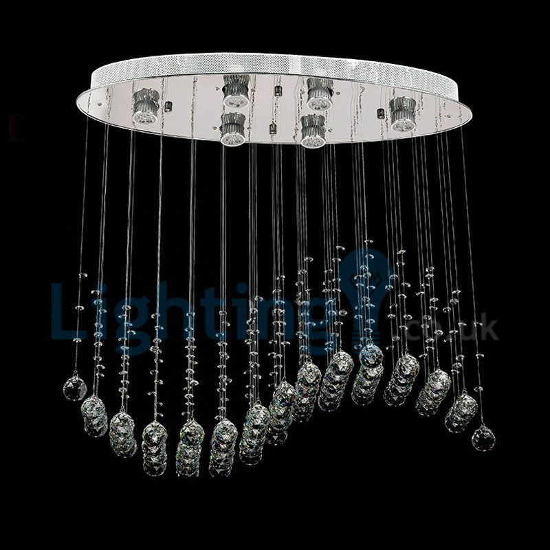 Modern Contemporary Chandelier Flush mount Pendant Fixture Crystal Rain Drop Light