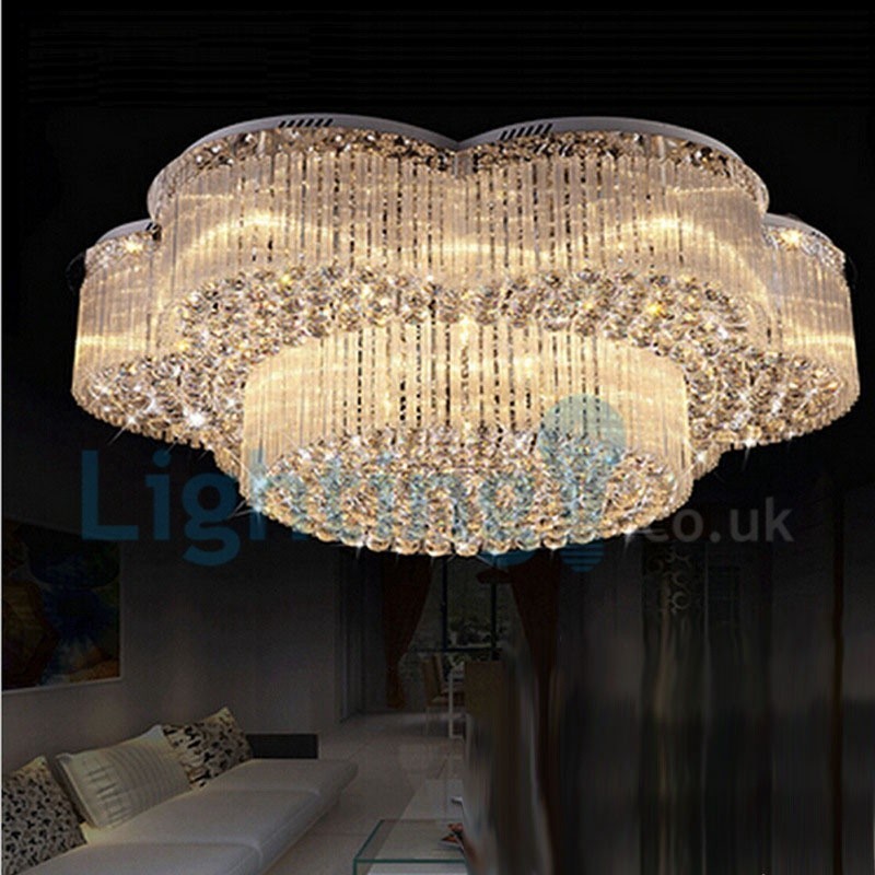 Modern Contemporary Chandelier Flush mount Pendant Fixture Crystal Rain Drop Light