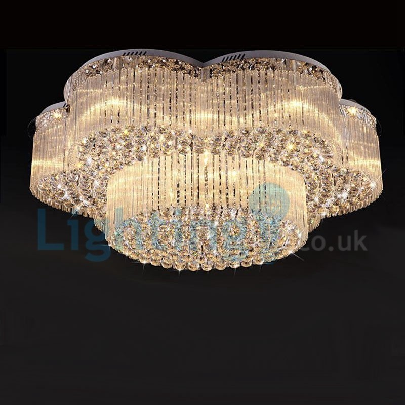 Modern Contemporary Chandelier Flush mount Pendant Fixture Crystal Rain Drop Light