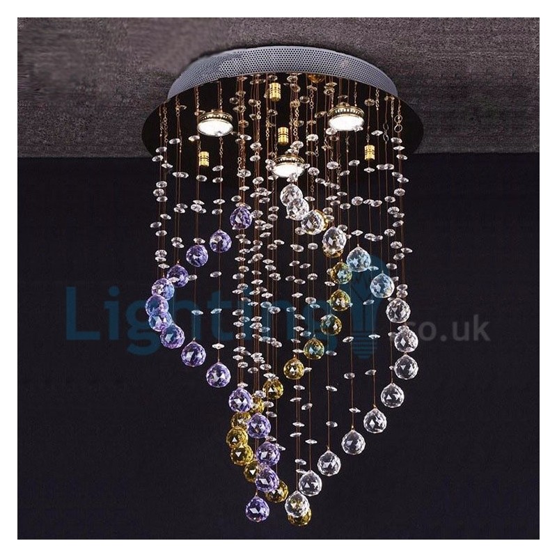 Modern Contemporary Chandelier Flush mount Pendant Fixture Crystal Rain Drop Light