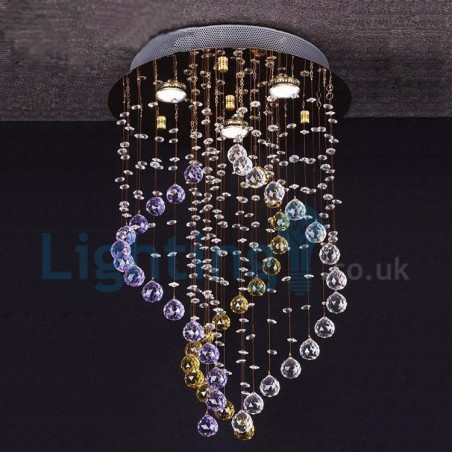 Modern Contemporary Chandelier Flush mount Pendant Fixture Crystal Rain Drop Light