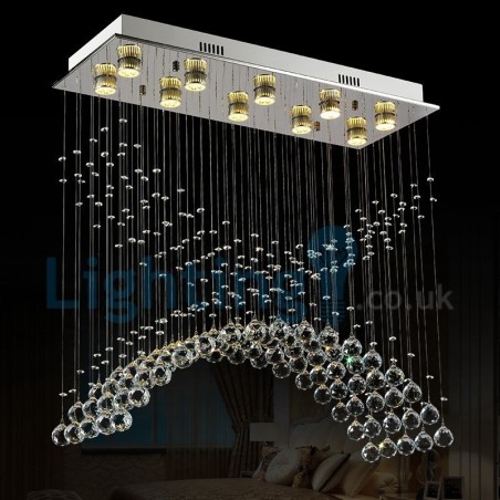 Modern Contemporary Chandelier Flush mount Pendant Fixture Crystal Rain Drop Light