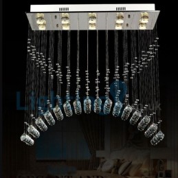 Modern Contemporary Chandelier Flush mount Pendant Fixture Crystal Rain Drop Light
