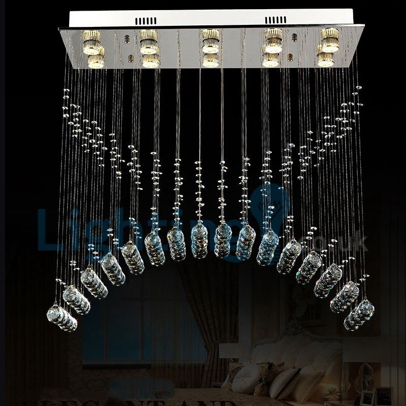 Modern Contemporary Chandelier Flush mount Pendant Fixture Crystal Rain Drop Light