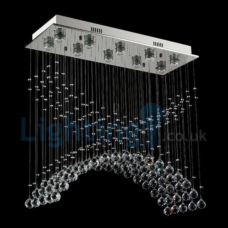 Modern Contemporary Chandelier Flush mount Pendant Fixture Crystal Rain Drop Light