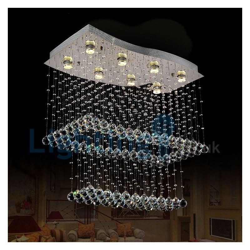 Modern Contemporary Chandelier Flush mount Pendant Fixture Crystal Rain Drop Light