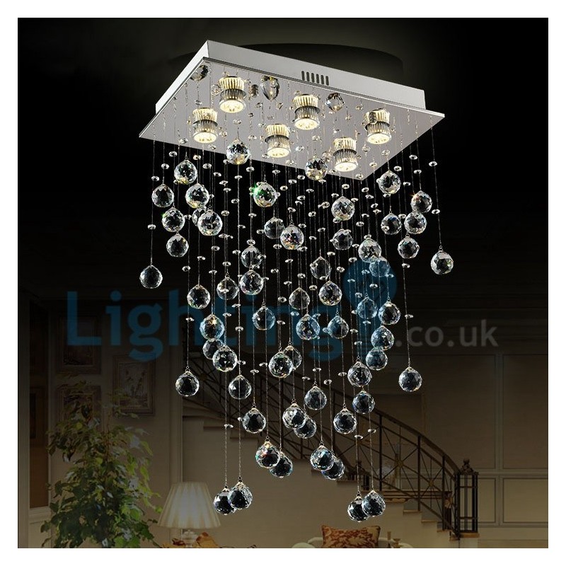 Modern Contemporary Chandelier Flush mount Pendant Fixture Crystal Rain Drop Light
