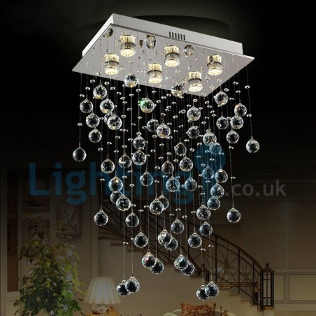 Modern Contemporary Chandelier Flush mount Pendant Fixture Crystal Rain Drop Light