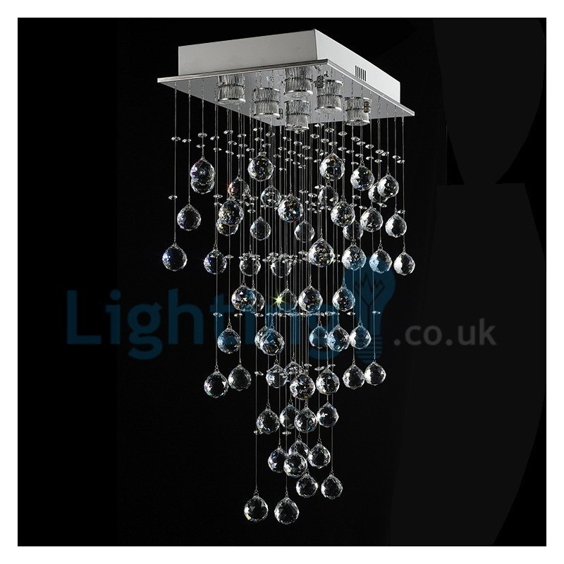 Modern Contemporary Chandelier Flush mount Pendant Fixture Crystal Rain Drop Light