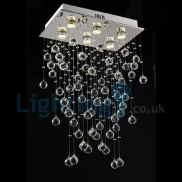 Modern Contemporary Chandelier Flush mount Pendant Fixture Crystal Rain Drop Light