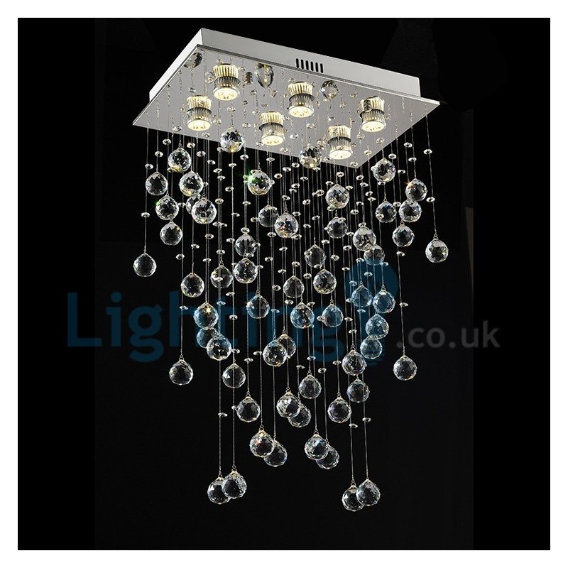 Modern Contemporary Chandelier Flush mount Pendant Fixture Crystal Rain Drop Light