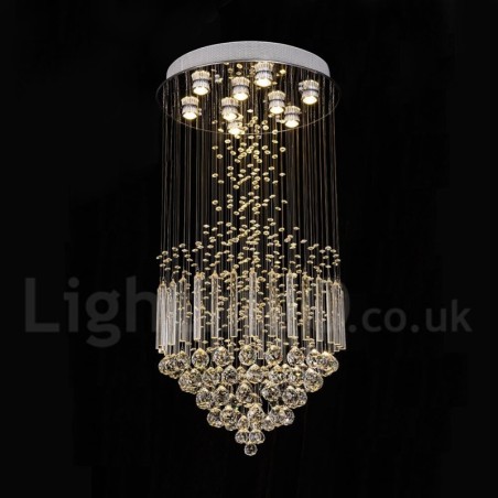 Modern Contemporary Chandelier Flush mount Pendant Fixture Crystal Rain Drop Light