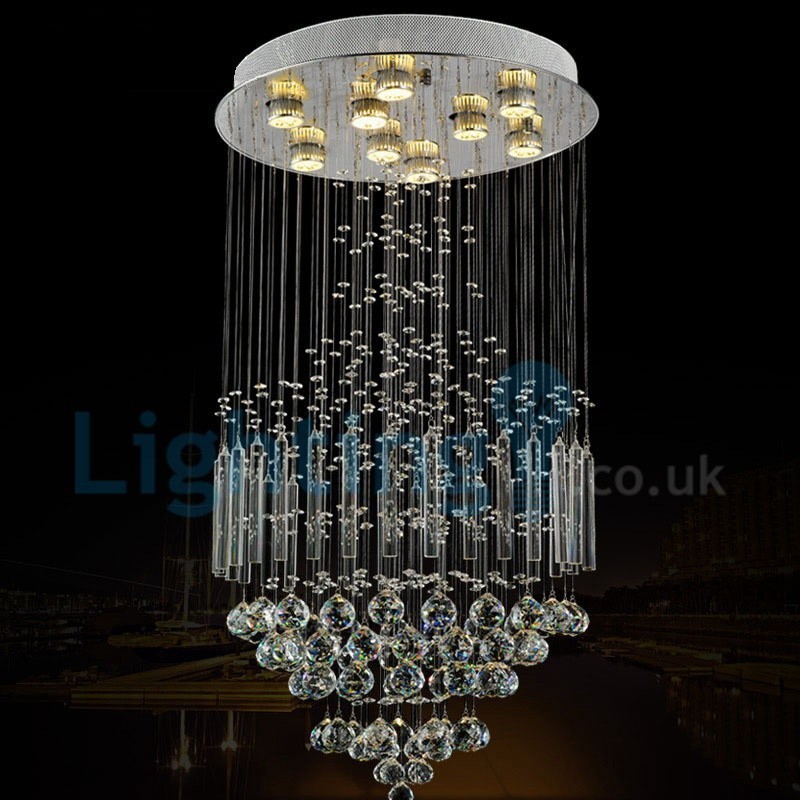 Modern Contemporary Chandelier Flush mount Pendant Fixture Crystal Rain Drop Light