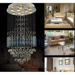 Modern Contemporary Chandelier Flush mount Pendant Fixture Crystal Rain Drop Light