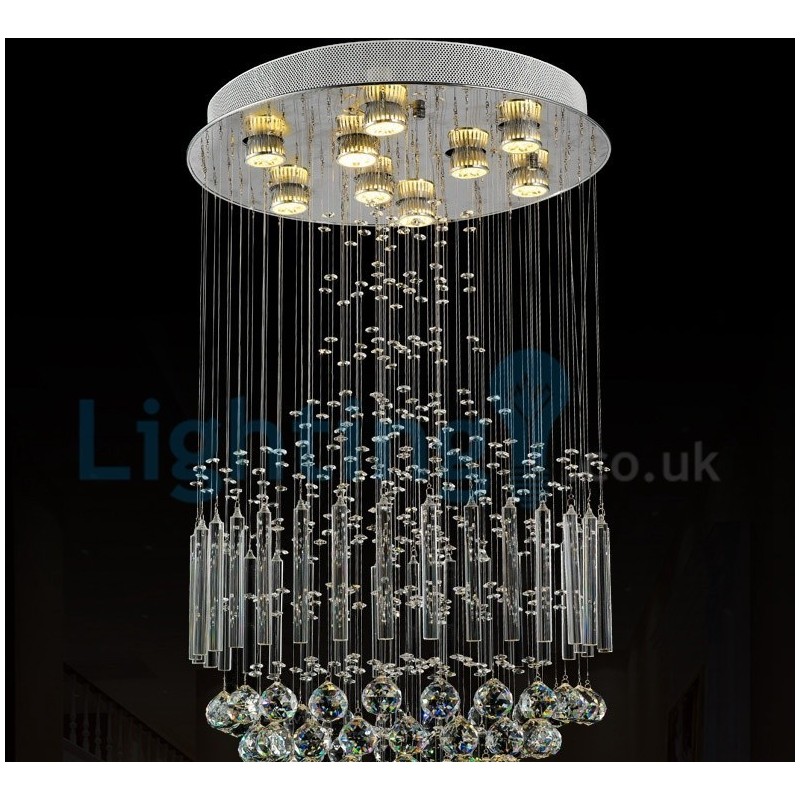Modern Contemporary Chandelier Flush mount Pendant Fixture Crystal Rain Drop Light