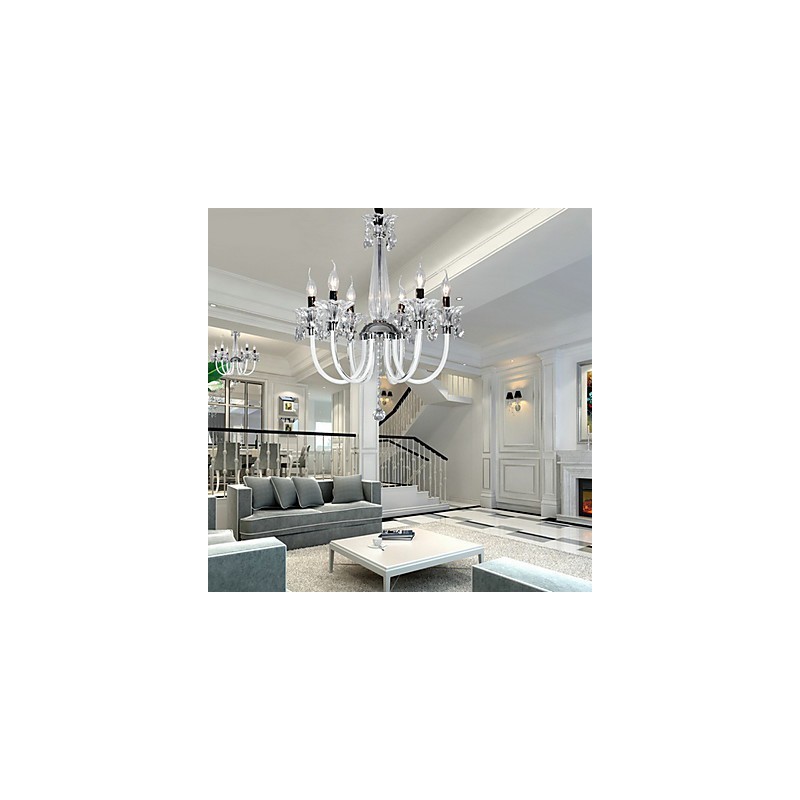 American Style Lodge 6 Light Chandelier With Glass Shade