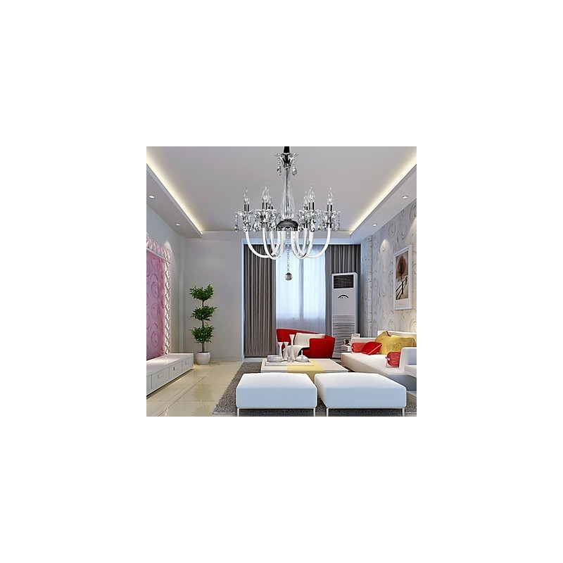 American Style Lodge 6 Light Chandelier With Glass Shade