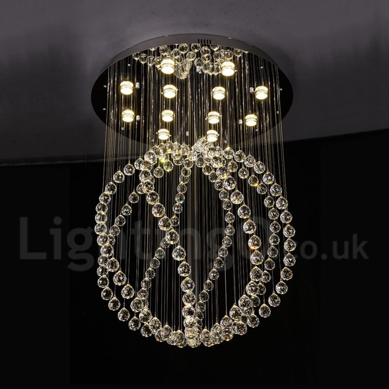 Modern Contemporary Chandelier Flush mount Pendant Fixture Crystal Rain Drop Light