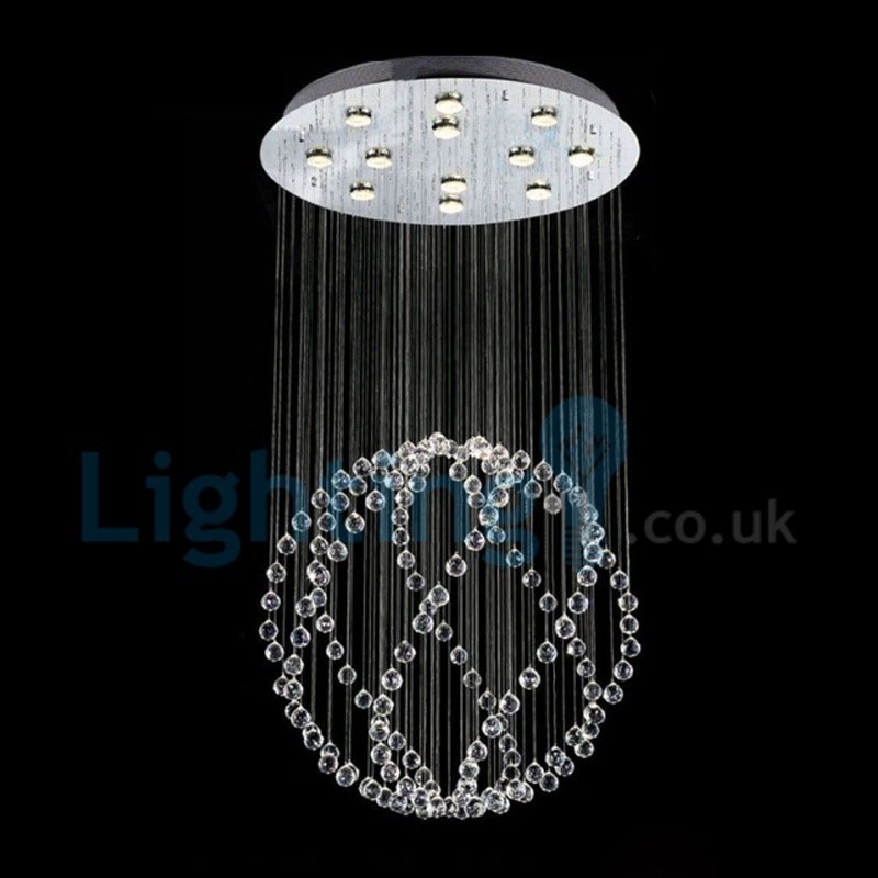 Modern Contemporary Chandelier Flush mount Pendant Fixture Crystal Rain Drop Light