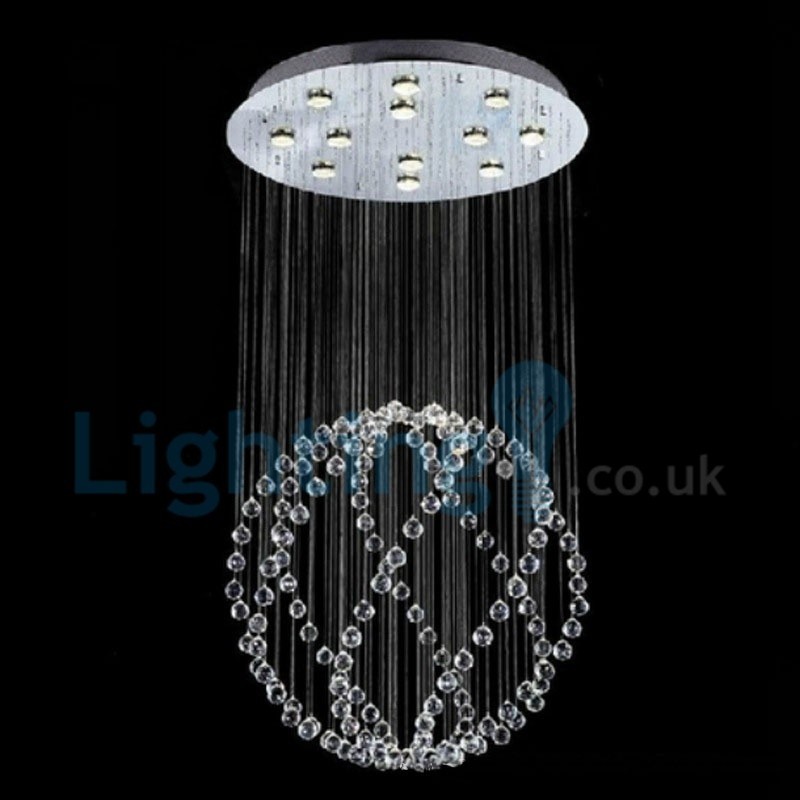 Modern Contemporary Chandelier Flush mount Pendant Fixture Crystal Rain Drop Light