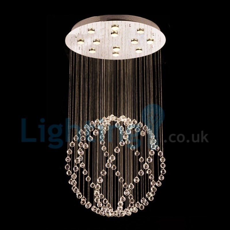 Modern Contemporary Chandelier Flush mount Pendant Fixture Crystal Rain Drop Light