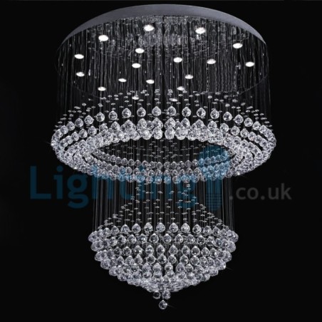 Modern Contemporary Chandelier Flush mount Pendant Fixture Crystal Rain Drop Light