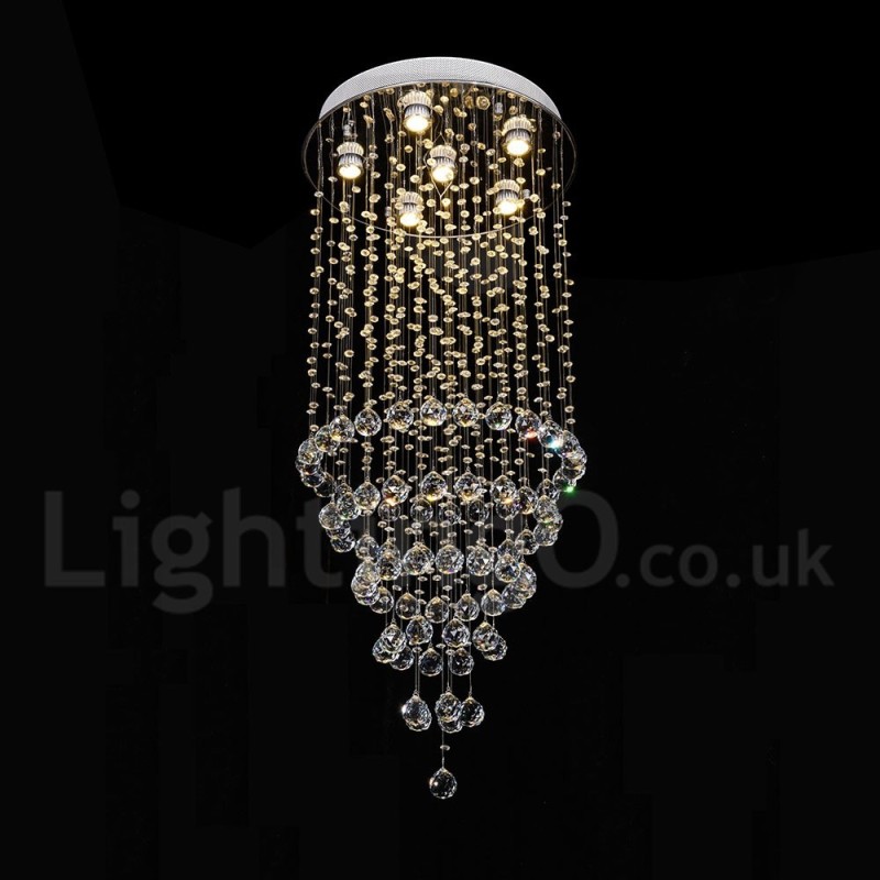 Modern Contemporary Chandelier Flush mount Pendant Fixture Crystal Rain Drop Light