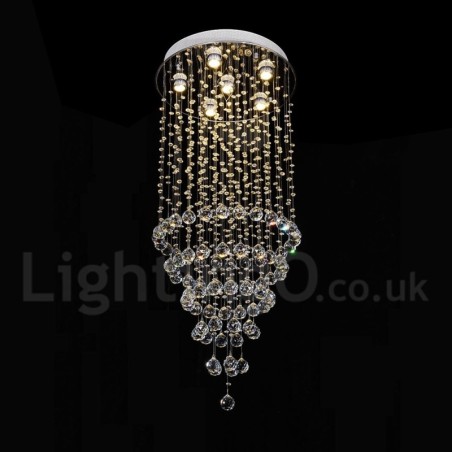 Modern Contemporary Chandelier Flush mount Pendant Fixture Crystal Rain Drop Light