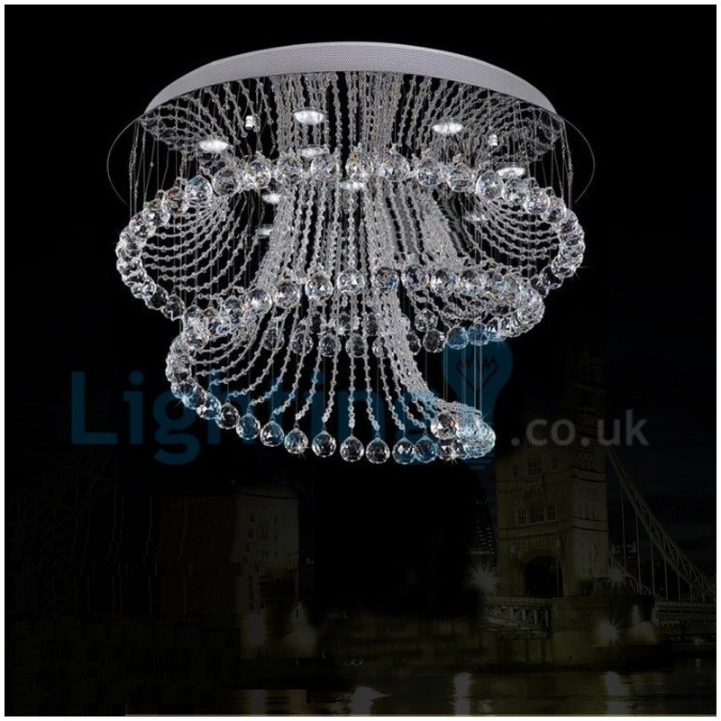 Modern Contemporary Chandelier Flush mount Pendant Fixture Crystal Rain Drop Light